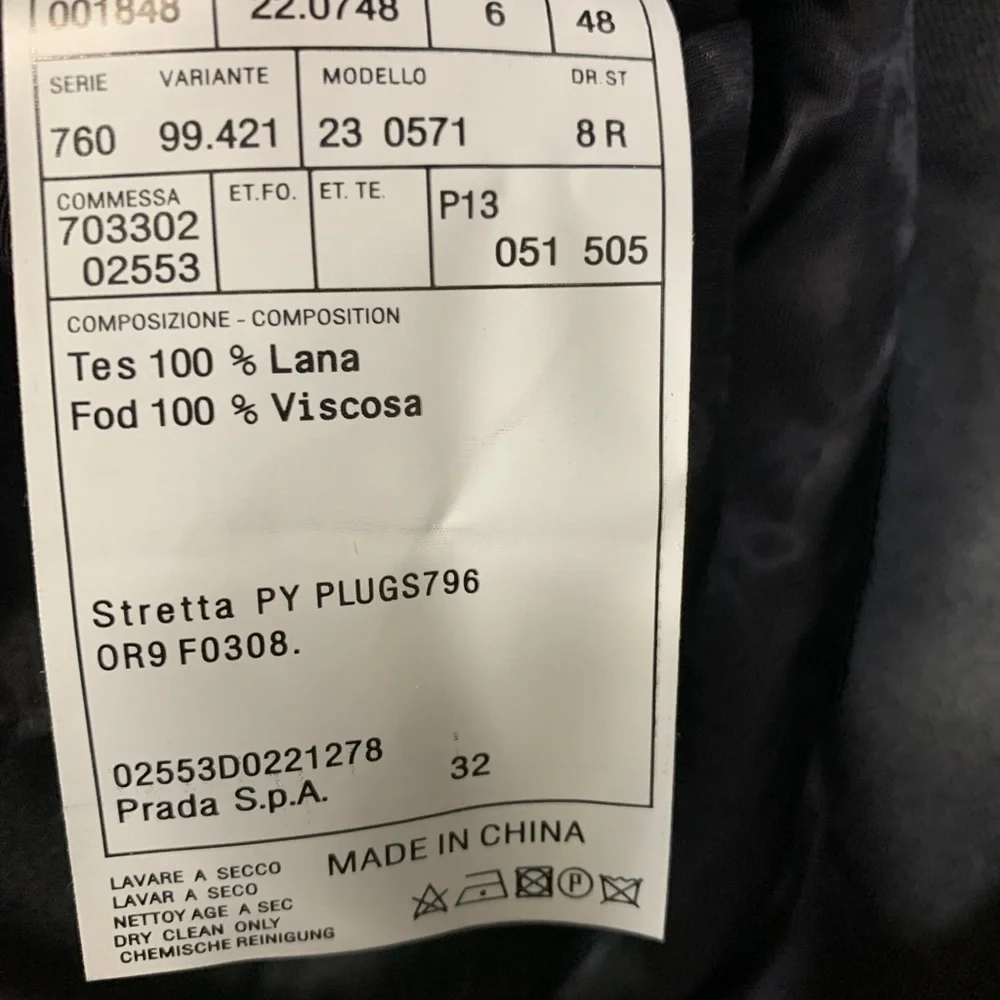 Prada Double Front Blazer Jacket Size 48 US 38